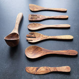 Traditional Olive Wood 7 Piece Kitchen Utensil Set
