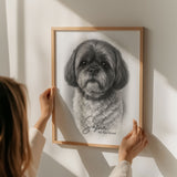 Personalised Black & White Pencil Sketch Dog and Pet Print