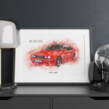 Bespoke Personalised Watercolour Print Of Your Dream Car