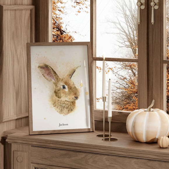 Personalised Watercolour Rabbit Portrait