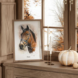 Personalised Watercolour Horse Pet Portrait with Free Coaster