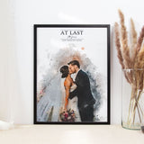 Personalised Watercolour Wedding Photo & Song Lyrics Print