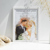 Personalised Watercolour Wedding Photo & Song Lyrics Print