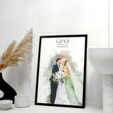 Personalised Watercolour Wedding Photo & Song Lyrics Print