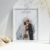 Personalised Watercolour Wedding Photo Art
