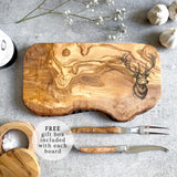 Rustic Olive Wood Deer Engraved Cutting Board