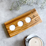 Personalized Contemporary Olive Wood Tealight Holder