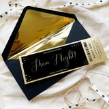 Personalised Metallic Gold Prom / Ball Ticket Invite