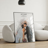 Personalised Watercolour Wedding Photo & Song Lyrics Print