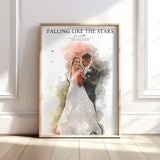 Personalised Watercolour Wedding Photo & Song Lyrics Print