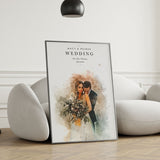 Personalised Watercolour Wedding Photo & Song Lyrics Print