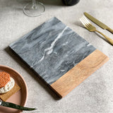 White Marble And Acacia Wood Cheese Board