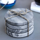 Set of 4 Grey Marble Round Coasters
