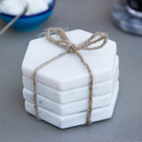 Set of 4 White Hexagon Marble Coasters