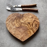 Heart Shaped Olive Wood Cheese Board -  Two Sizes