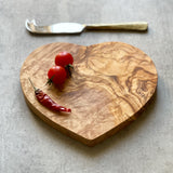 Heart Shaped Olive Wood Cheese Board -  Two Sizes