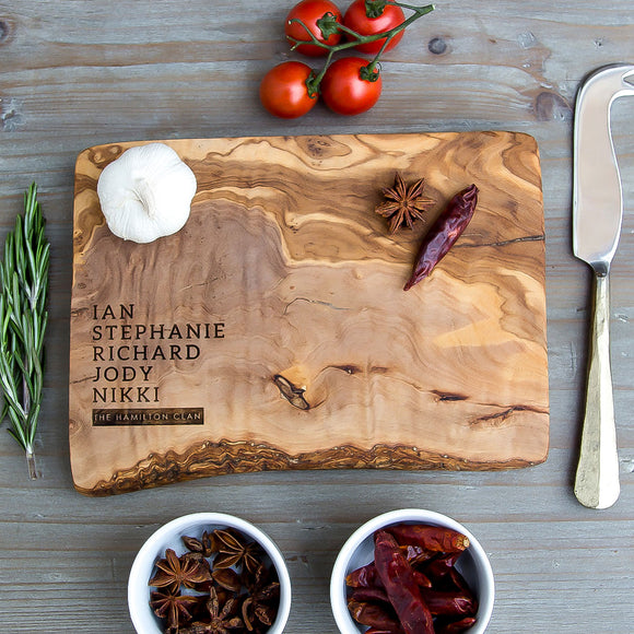 Personalised Family Rustic Wooden Cheeseboard