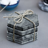 Set of 4 White Hexagon Marble Coasters