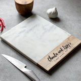 Personalised Marble & Acacia Cheese Board with Script Design | Wedding Gift