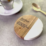 Mother Definition Marble & Acacia Coaster