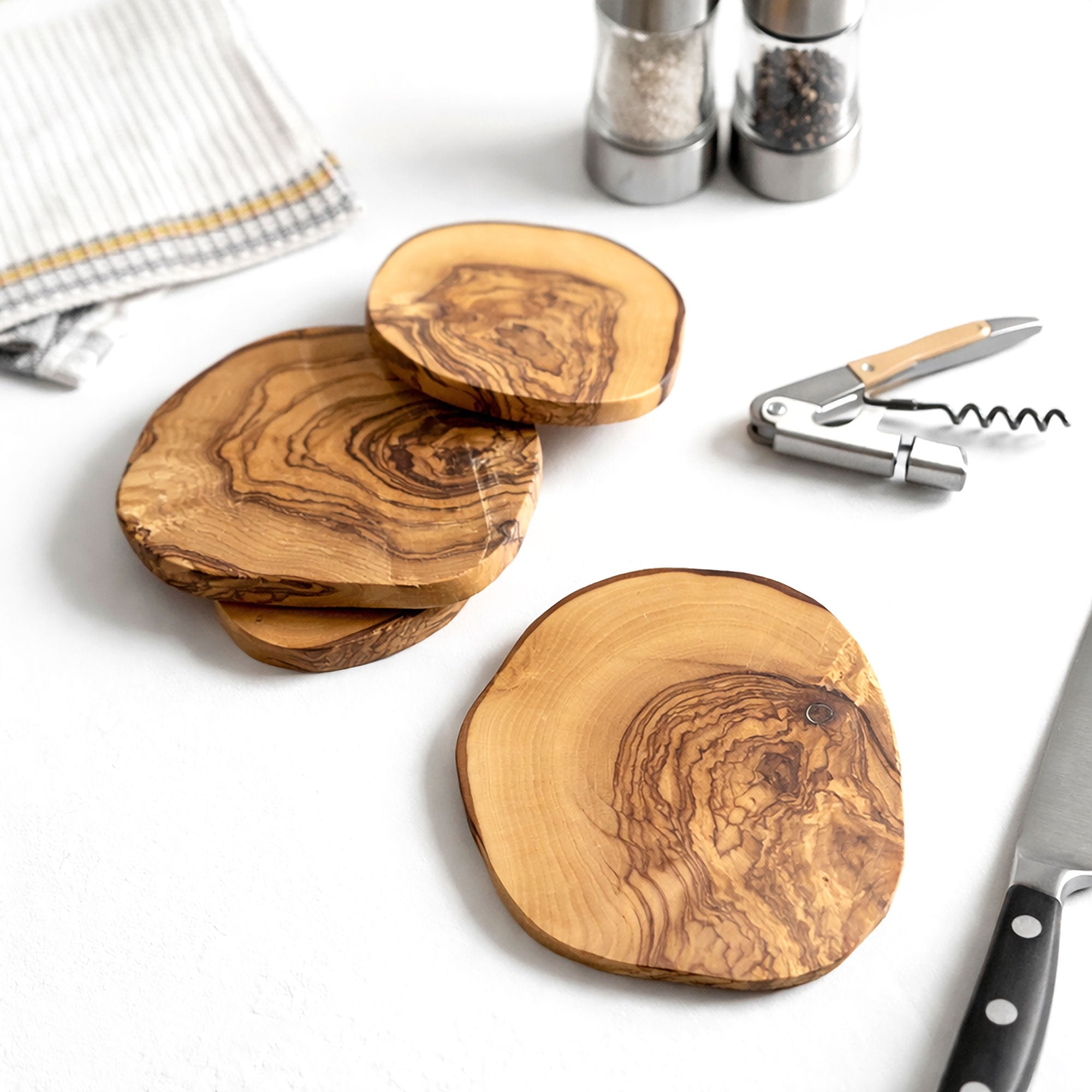 Olive Wood Drinks Coasters