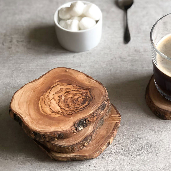 Olive Wood Drinks Coasters