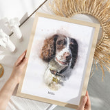 Personalised Watercolour Dog Portrait Print with Free Coaster