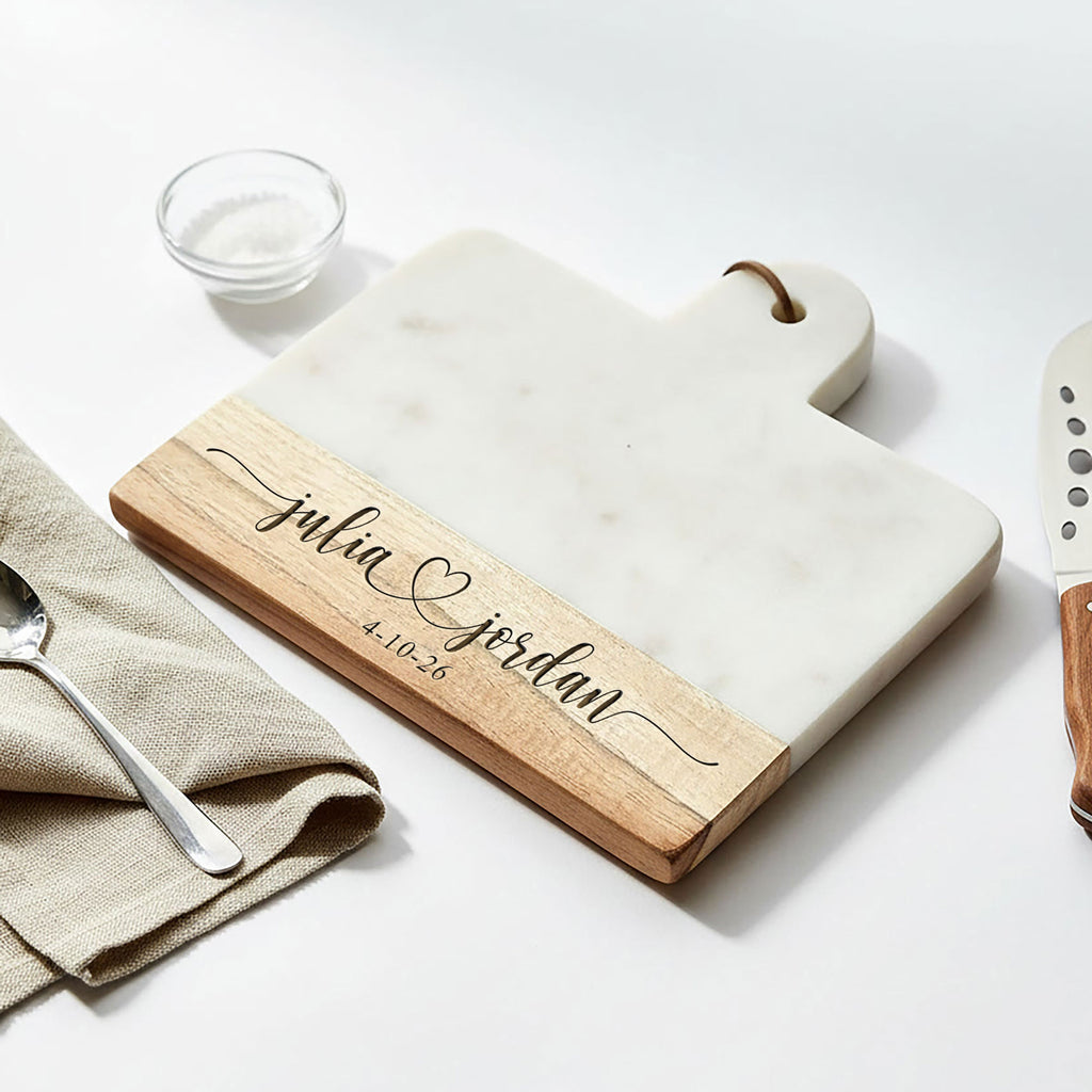 Personalised Marble & Acacia Wood Cheese Board