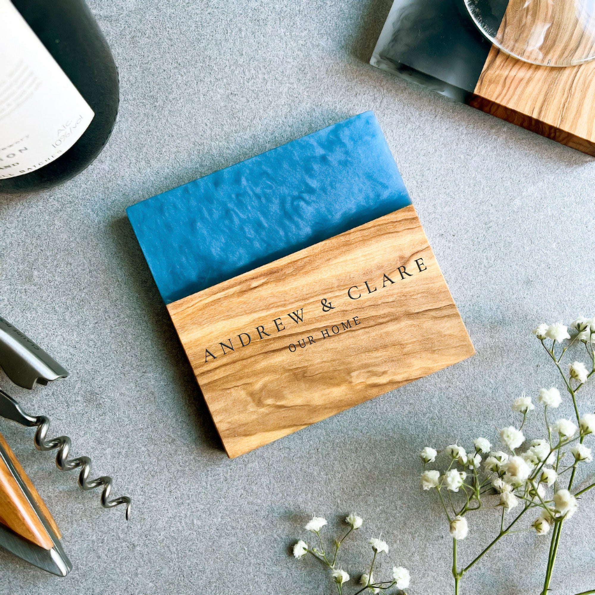 Personalised Olive Wood Drinks Coaster