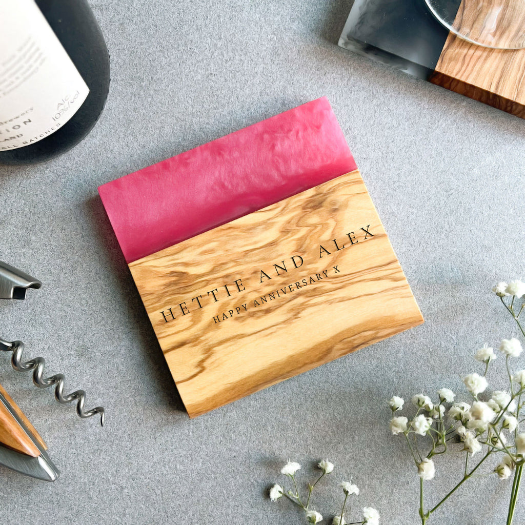 Personalised Olive Wood Drinks Coaster
