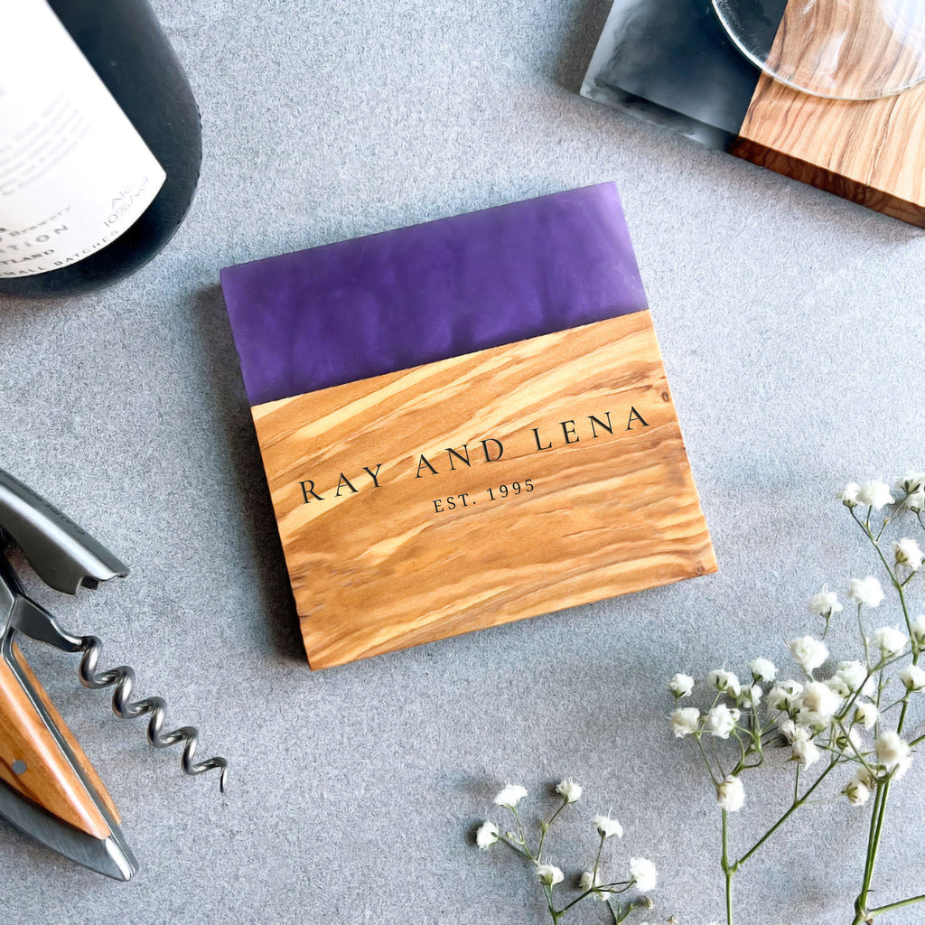 Personalised Olive Wood Drinks Coaster