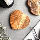 Personalised Olive Wood Heart Drinks Coaster