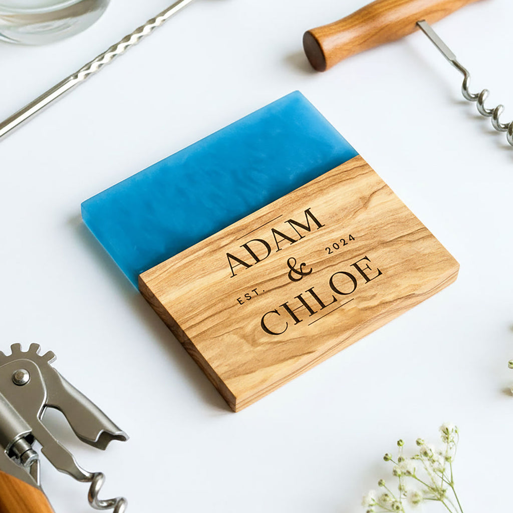 Personalised Premium Italian Olive Wood Drinks Coaster