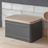 Your Own Logo Bread Storage Bin with Engraved Wooden Lid - 33cm x 21cm