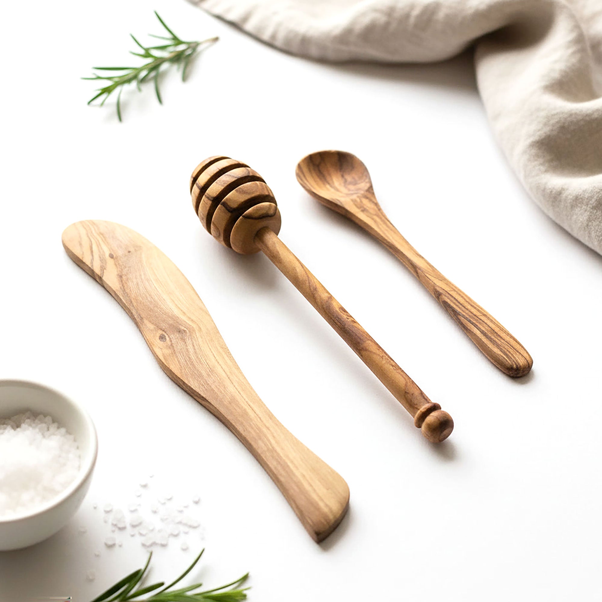 Olive Wood Breakfast Set