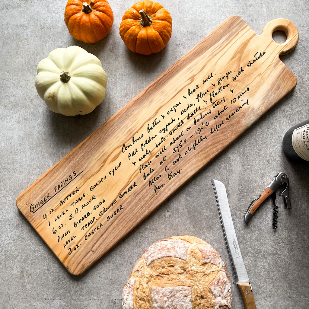 Personalised Recipe Large Italian Olive Wood Chopping, Serving, Charcuterie Board