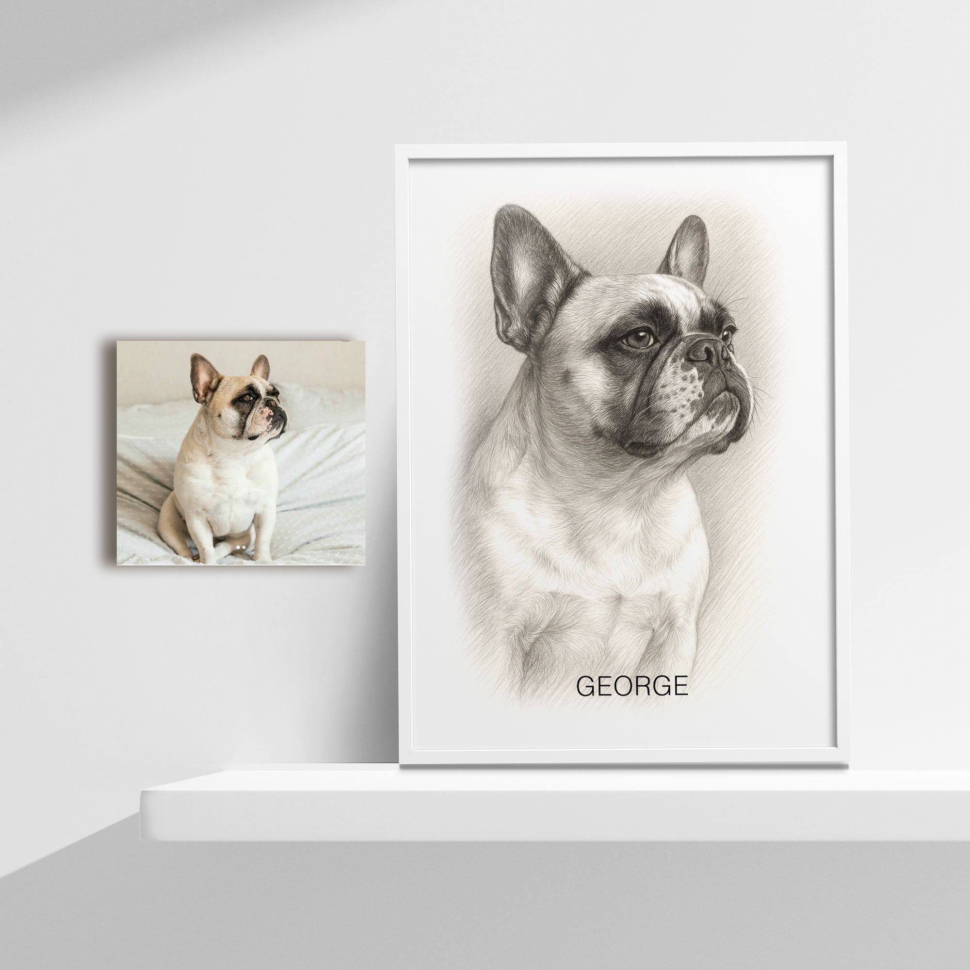 Personalised Black & White Pencil Sketch Dog and Pet Print