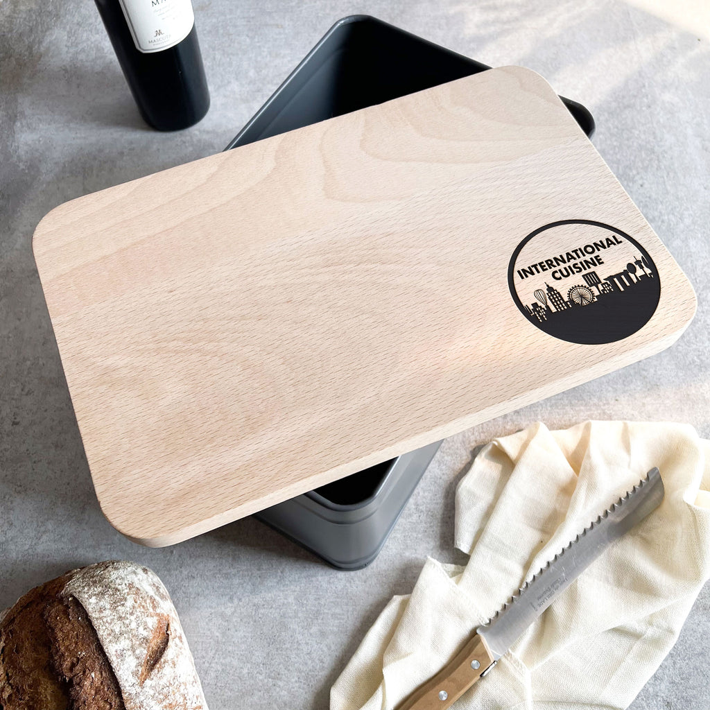 Your Own Logo Bread Storage Bin with Engraved Wooden Lid