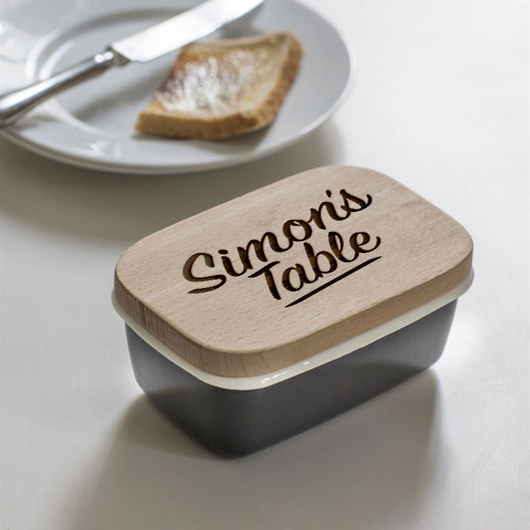 Your Own Logo Dark Grey Enamel Butter Dish - 15cm x 6.5cm
