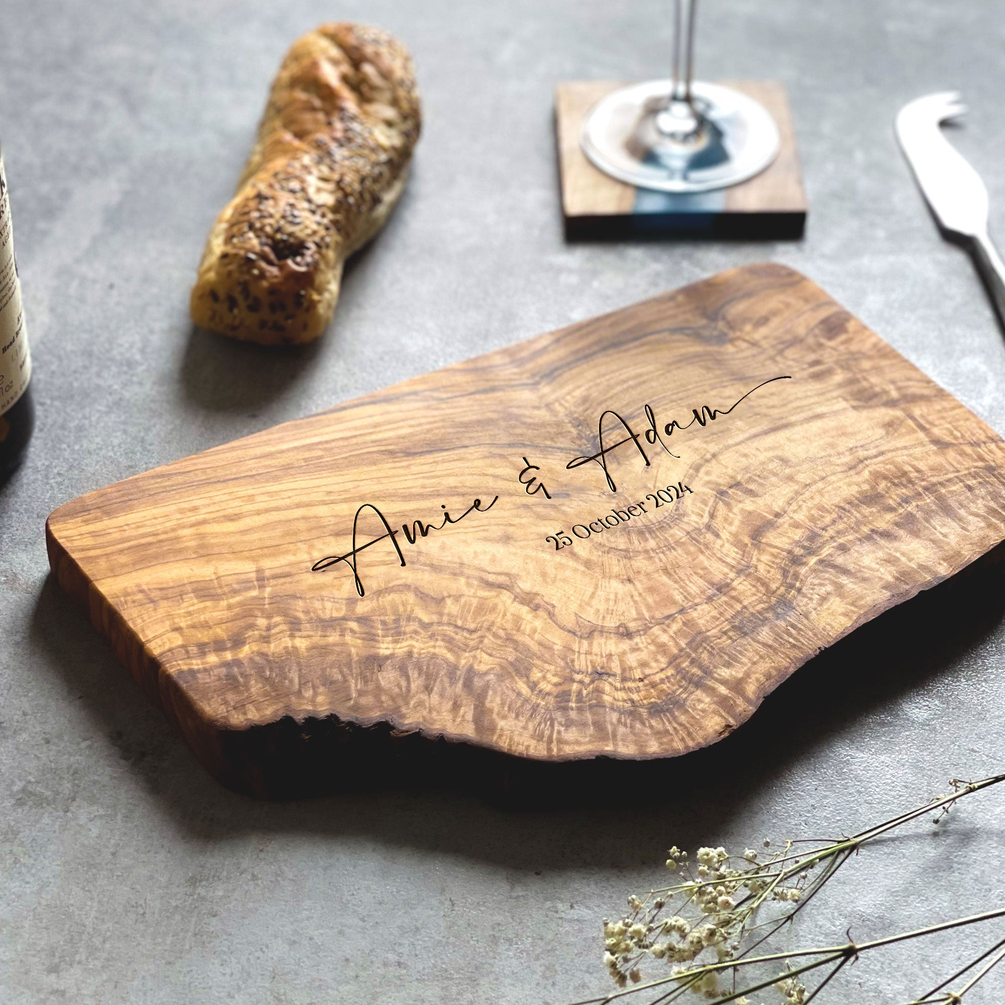 Personalised Olive Wood Chopping Board Gift