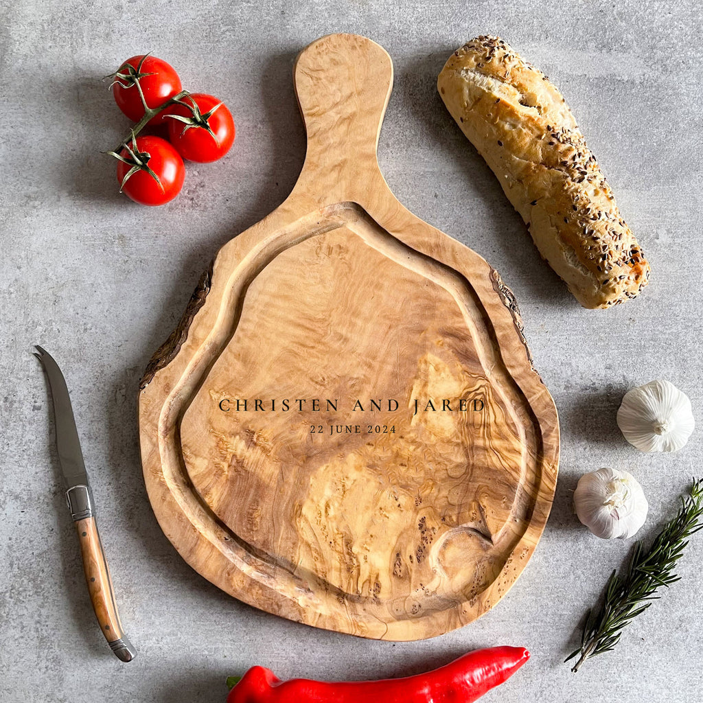 Rustic Olive Wood Chopping Board with Jus Groove