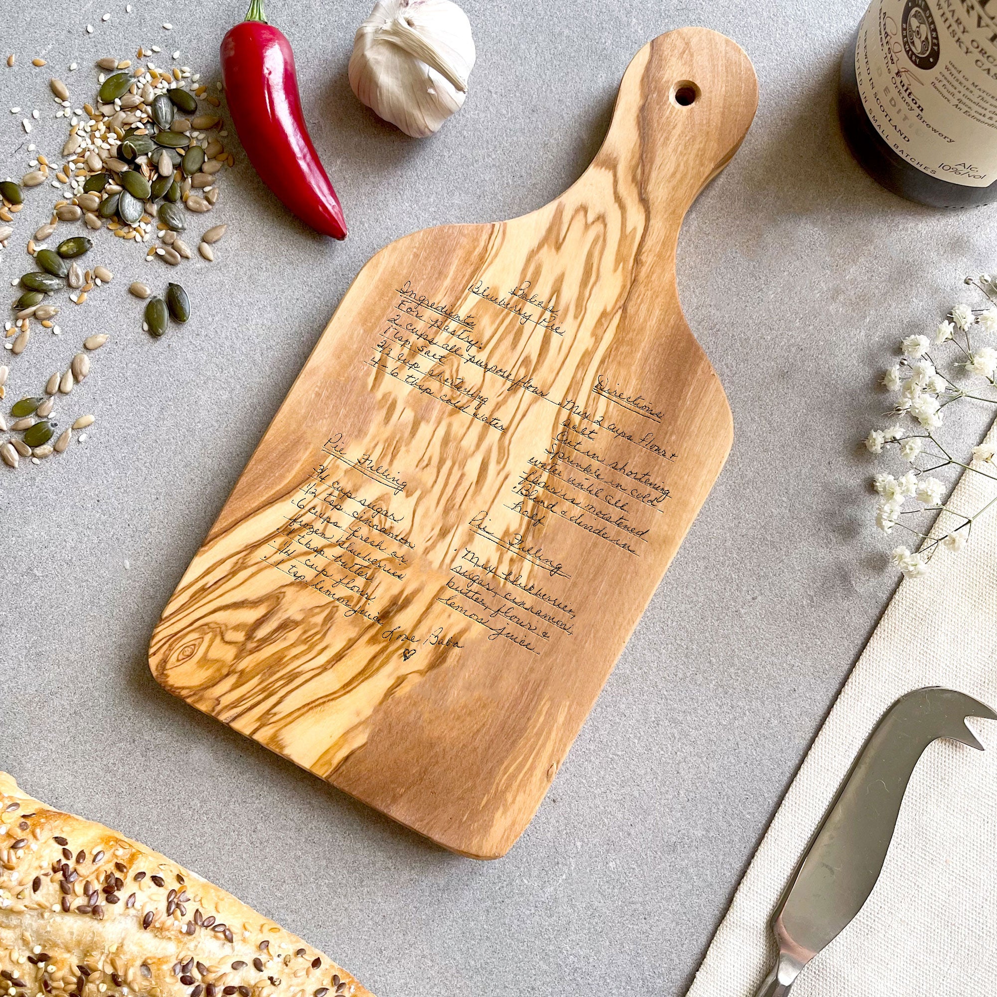 Engraved Handwritten Family Recipe Board