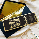 Personalised Gold And Silver Driving Lesson Surprise Voucher