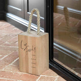 Personalised Solid Oak Door Stop with Rope Carrying Handle