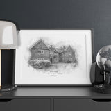 Personalised Black & White Watercolour House Print
