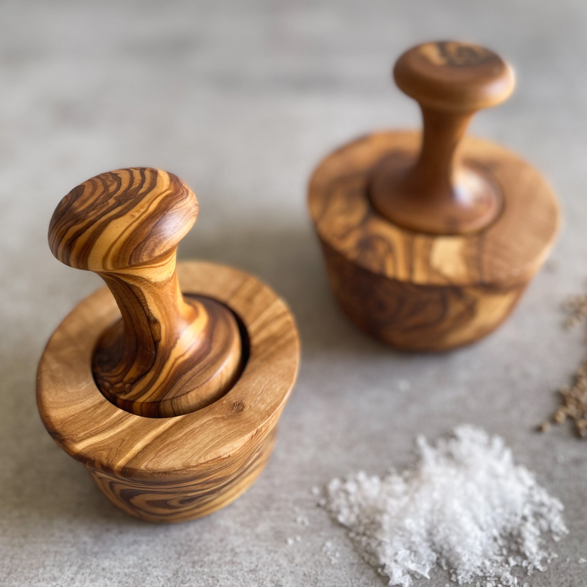 Traditional Olive Wood Pestle and Mortar Spice Grinder