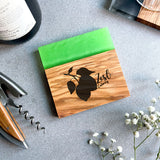 Your Own Logo Engraved Jet Black Resin & Italian Olive Wood Coaster