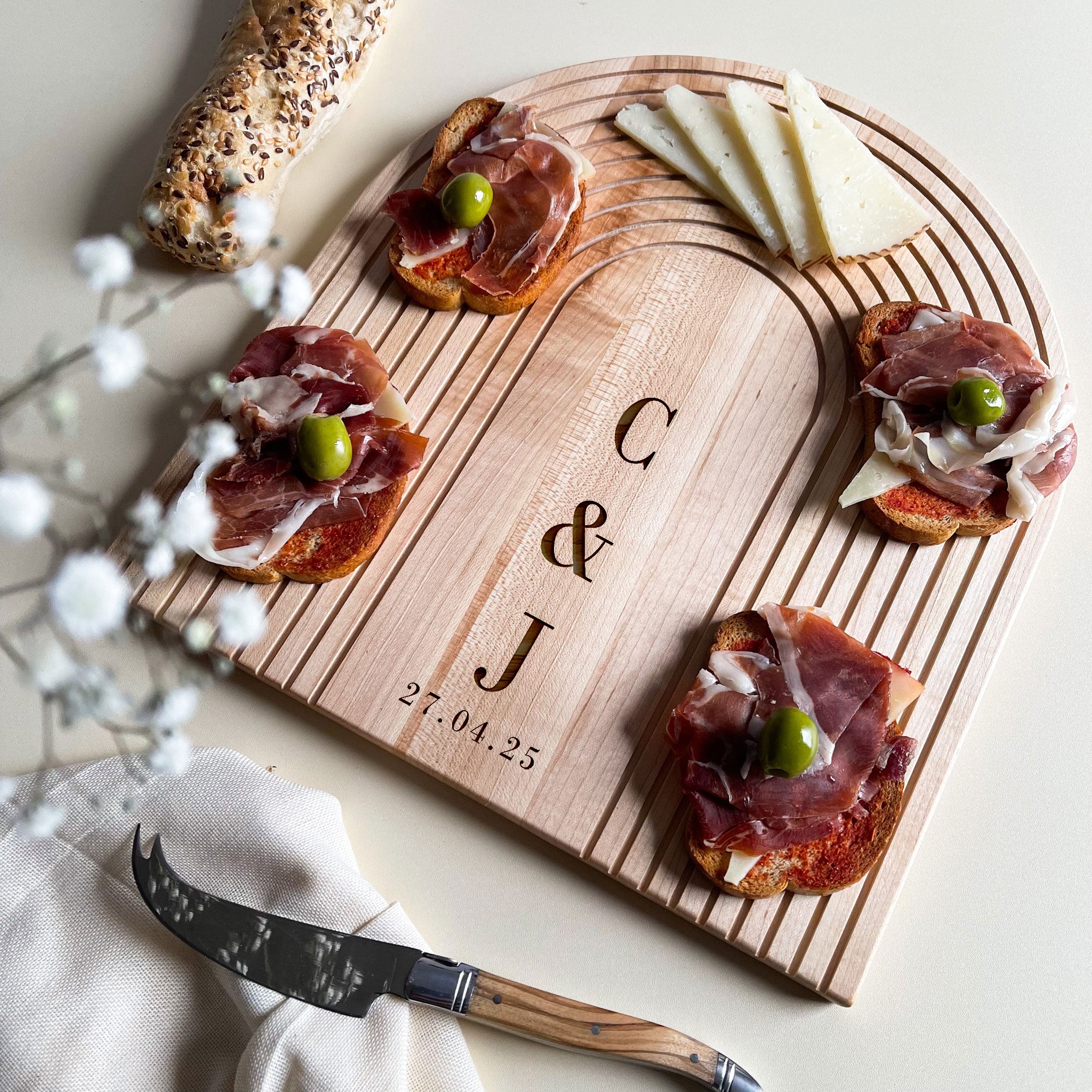 Personalised Maple Anniversary Gift Charcuterie Board