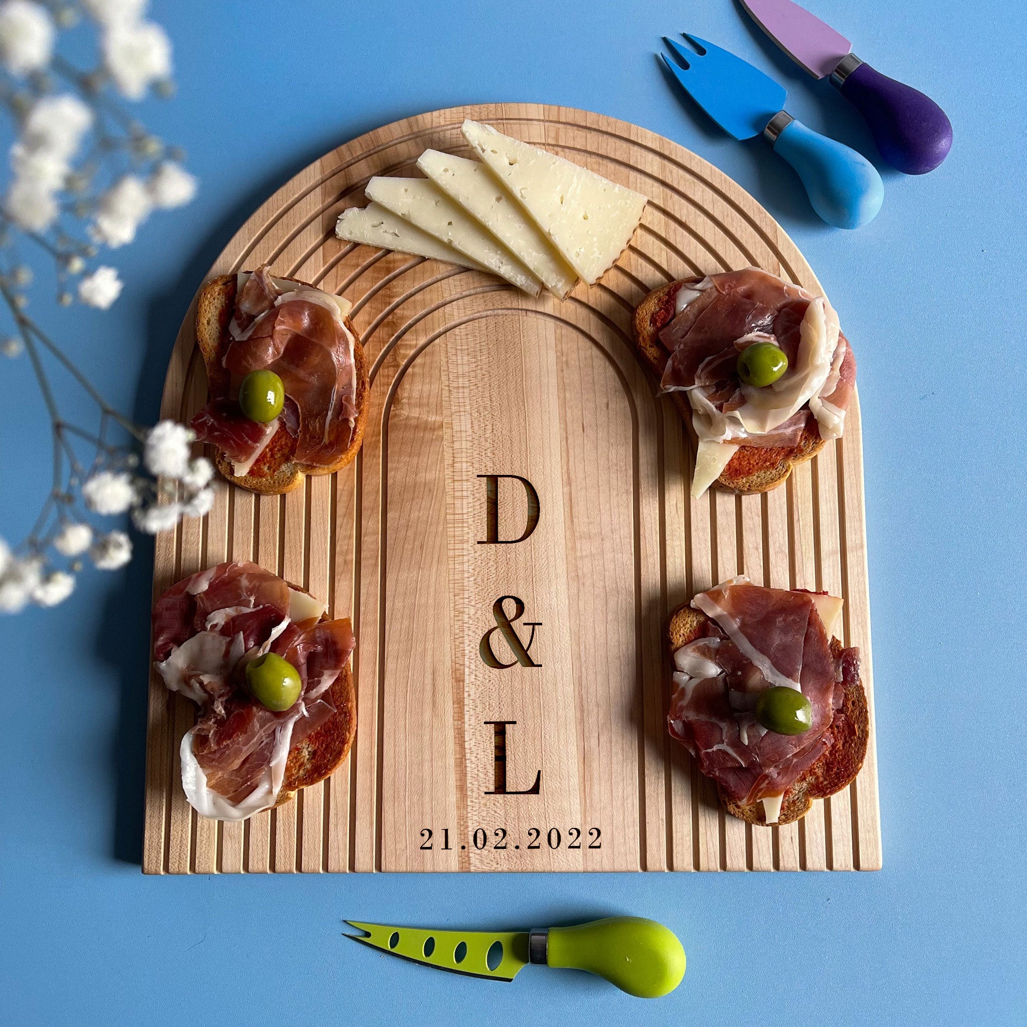 Personalised Maple Anniversary Gift Charcuterie Board