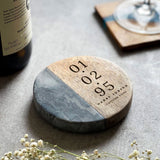 Personalised Date Marble & Wood Coaster